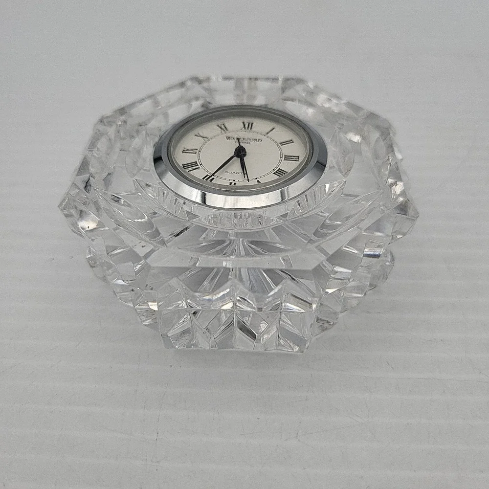 Waterford Crystal Octagonal Desk Clock 3 Inch Clear Quartz Japan Movement